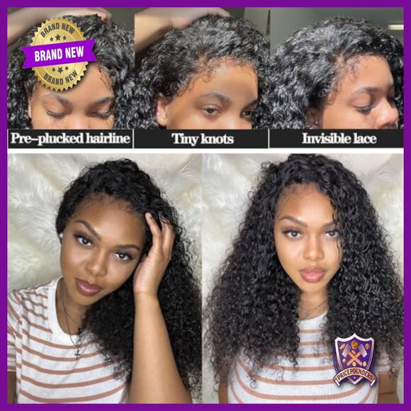 Human Hair 360 Lace Front Wig 18in Deep Curly Pre-Plucked Glueless main image 4